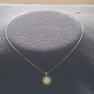 Lia Sophia Gold Pendant Necklace with Green Crystal Cluster